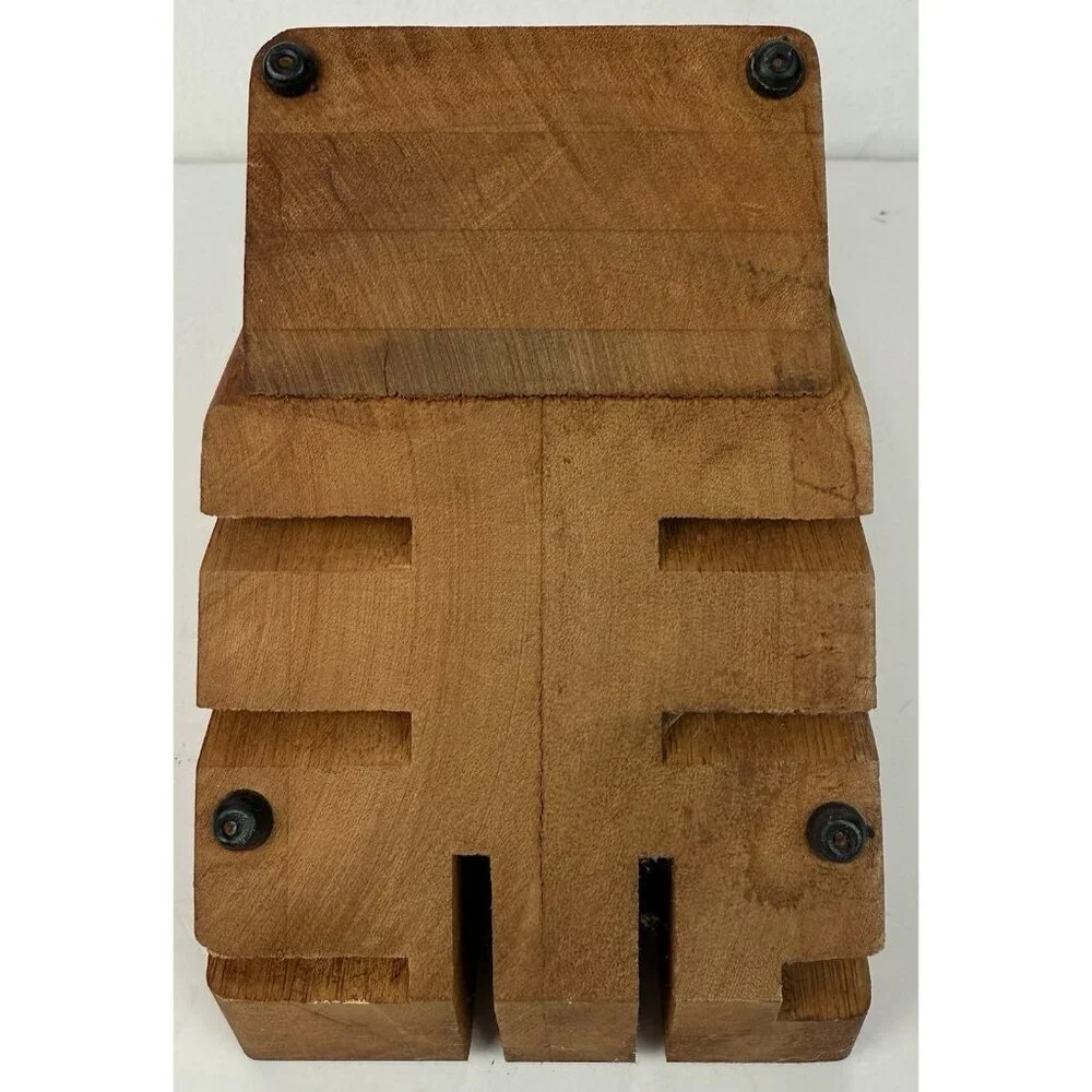Vintage Wooden‎ 8 Slot Knife Block MCM Retro Kitchen Angled Countertop Organizer